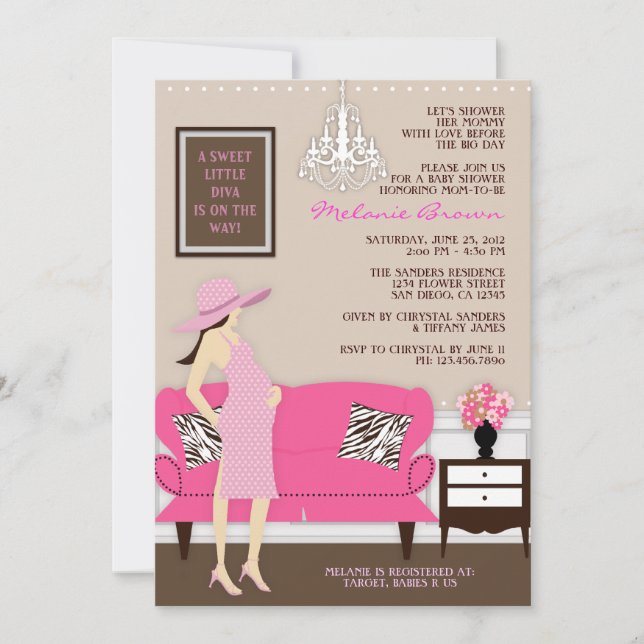 Chic Modern Mamma Baby Shower Inbjudan (Framsida)