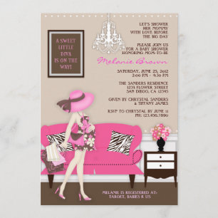 Chic modern mammababy showerinbjudan inbjudningar