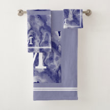 Chic Modern marble marble Monogram och Dusty Blue