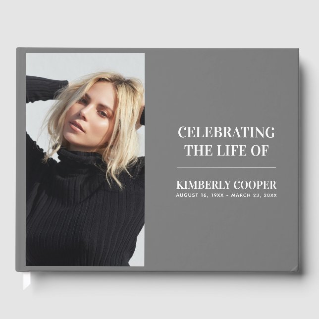 Chic Modern Memorial Photo | Keepsaké Gästböcker (Framsida)