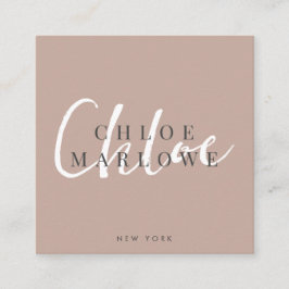 Chic Modern Minimalist Monogram Fyrkantigt Visitkort