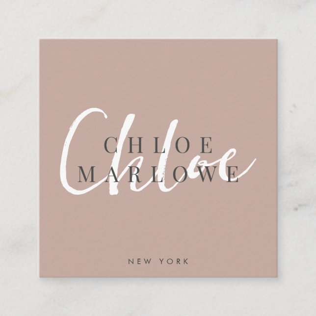 Chic Modern Minimalist Monogram Fyrkantigt Visitkort (Framsida)