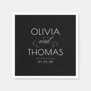 Chic Modern minimalistisk typografi, svart Bröllop Pappersservett