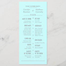 Chic Modern Mint Blue Bröllopsprogram Rack Card Program