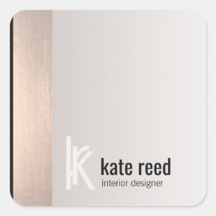 Chic Modern Monogram Ro Guld Rand Taupe Grått Fyrkantigt Klistermärke