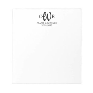 Chic Modern Mr. Couple Monogram Initial Script Anteckningsblock