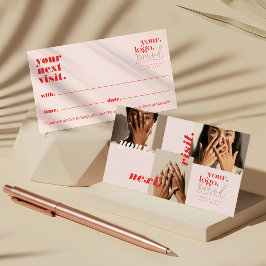 Chic Modern Nail Salon Photo Collage med minimal L Tidsbeställning Kort