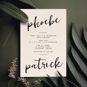 Chic Modern Namn Black White Bröllop Inbjudningar