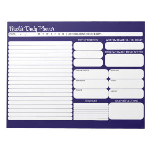 Chic Modern Navy Blue Daily Planner to Do List Anteckningsblock