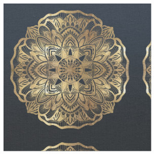Chic Modern Navy Blue Guld Mandala Tyg