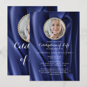 Chic Modern Navy Silky Photo Firande of Life Inbjudningar