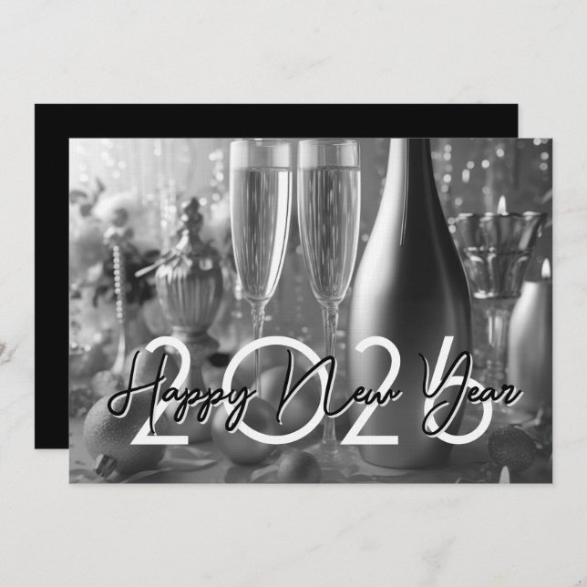 Chic Modern New Year's Eve Party Inbjudningar (Fram/baksida)