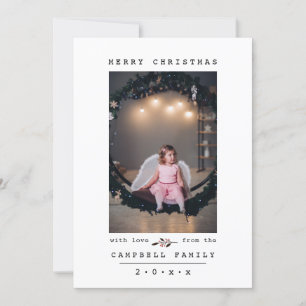 Chic Modern och minimalistisk julfoto av Anpassn Julkort