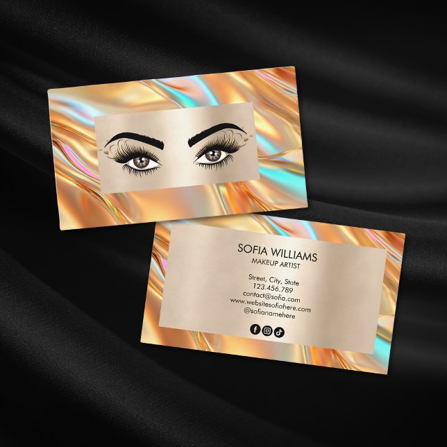 Chic Modern Opal Guld Makeup Artist Beauty Salon Visitkort (Skapare uppladdad)