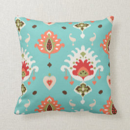 Chic modern orange turkos ikat tribal mönster kudde