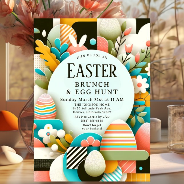 Chic Modern Påsk Brunch & Egg Hunt Inbjudningar (Skapare uppladdad)
