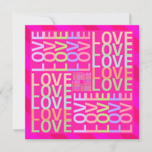 Chic Modern Pastel Färgad "KÄRLEK" Typography Art Kort