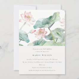 Chic Modern Pastel  Waterlily Baby Shower Inbjudningar