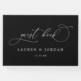 Chic Modern Photo Black & White Bröllop Gästböcker