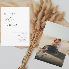 Chic Modern Photo Black & White Bröllop Inbjudningar