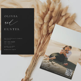 Chic Modern Photo Black & White Bröllop Inbjudningar