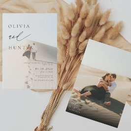 Chic Modern Photo Black & White Bröllop Inbjudningar