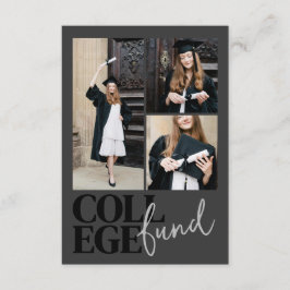 Chic Modern Photo Charcoal College Fund Graduation Tilläggskort