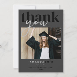 Chic Modern Photo Charcoal Graduation Tack Kort
