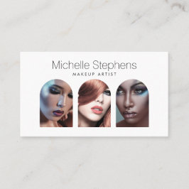 Chic Modern Photo Trio for Makeup Artists White Visitkort