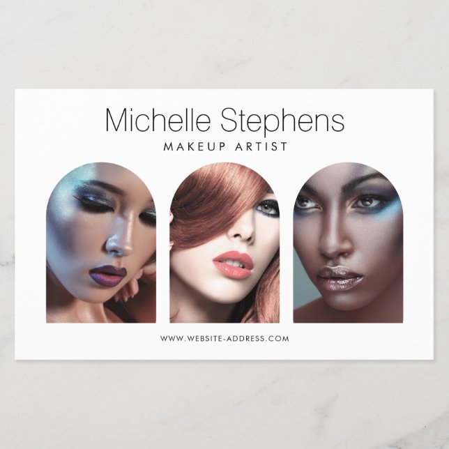Chic Modern Photo Trio Makeup Artist Flygblad (Framsidan)