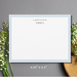 Chic Modern Powder Blue Correspondence Note Card Anteckningskort