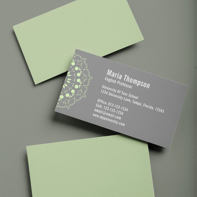 Chic Modern Professionell Grön och Grå Visitkort (Modern chic business card template.)