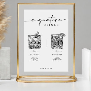 Chic Modern Pub Namnteckning Drinks Bröllop-tecken Poster