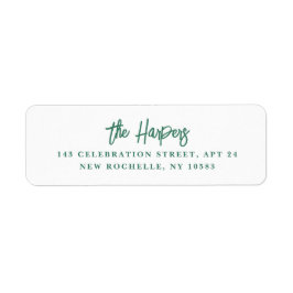 Chic Modern Push Script Legic Emerald Adress Returadress Etikett