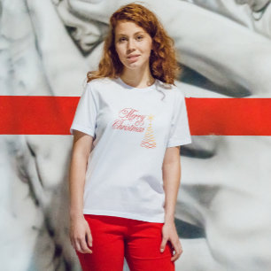 Chic Modern Red and White God jul Helgdag T Shirt