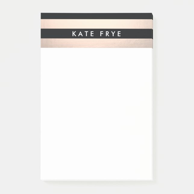 Chic Modern Ro Guld och Svarta havet Modern Post-it Block (Framsida)