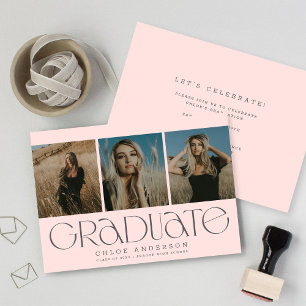 Chic Modern Rosa 3 Photo Studenten Meddelande