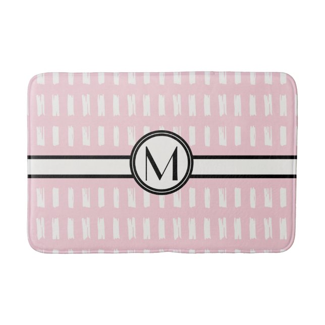 Chic Modern Rosa Black Monogram Badrumsmatta (Framsidan)