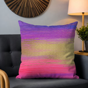 Chic Modern Rosa Lila Guld Abstrakt Brushstrokes Kudde