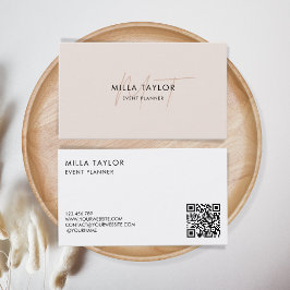 Chic Modern  Rosa Monogram Feminin QR-kod Visitkort