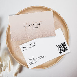Chic Modern  Rosa Monogram Feminin QR-kod Visitkort