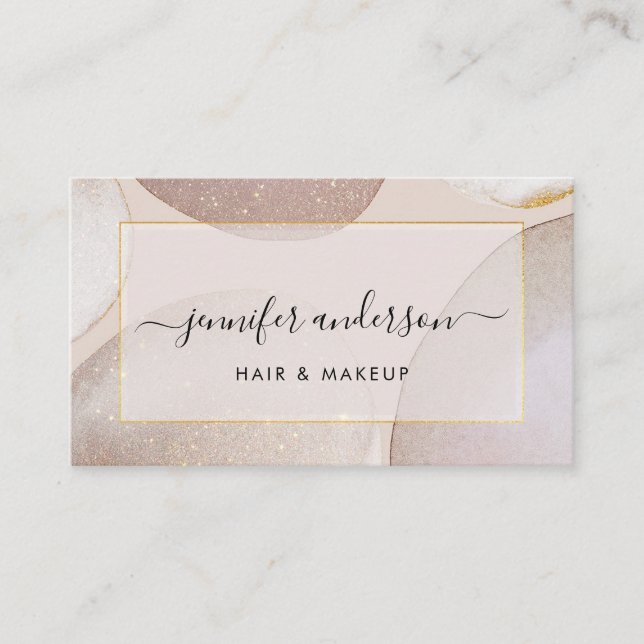 Chic modern roséguld glitter visitkort (Framsida)