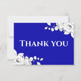 Chic Modern Royal Blue White Blommigt Tack Kort