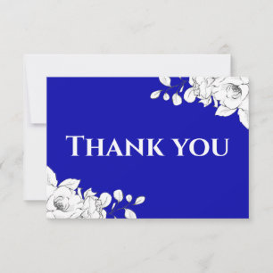 Chic Modern Royal Blue White Blommigt Tack Kort