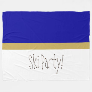 Chic Modern Royal Blue White Whimsical Ski Party Fleecefilt