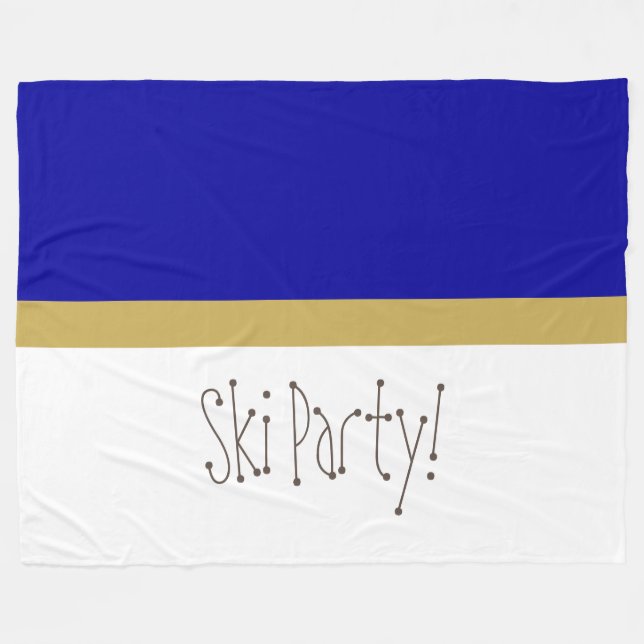 Chic Modern Royal Blue White Whimsical Ski Party Fleecefilt (Framsidan (Horisontell))