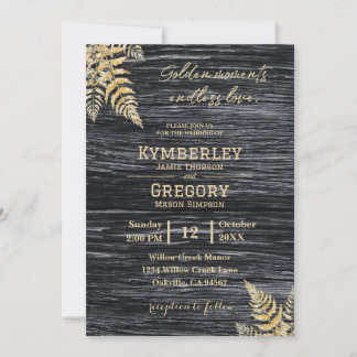 Chic Modern Rustic Golden Moments ändlösa Kärlek Inbjudningar
