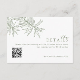 Chic Modern Sage Grönt Bröllop webbplats/informati Tilläggskort