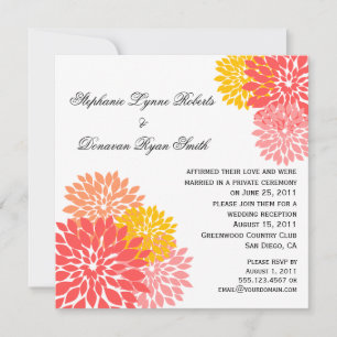 Chic Modern Salmon Peach Guld Flower Petals Inbjudningar
