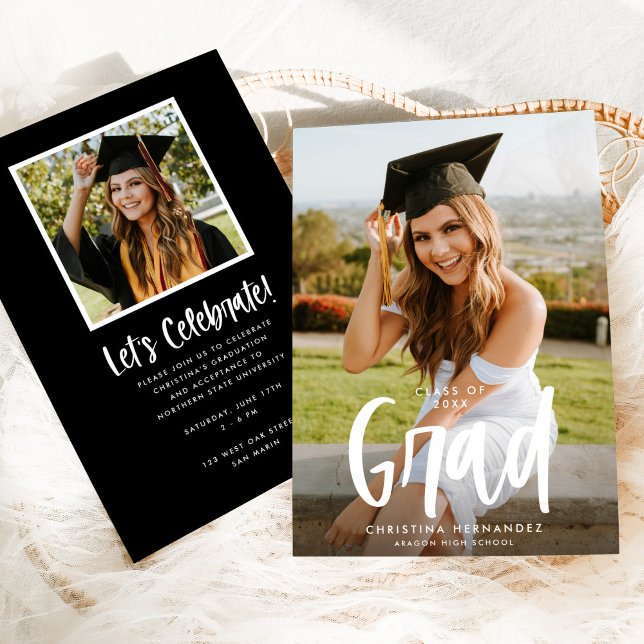 Chic Modern Script Grad Photo Studenten Meddelande (Skapare uppladdad)